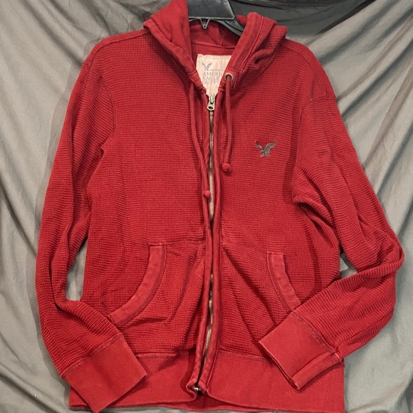 American Eagle Outfitters Red Zip-Up Sweater - Picture 1 of 6